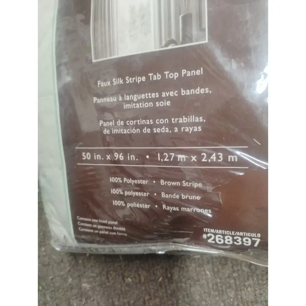 Allen + Roth Annapolis Pair of Faux Silk Brown Stripe Tab Top Panels 50x96 New